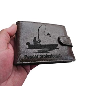 portofel maro cu capsa piele naturala Pescar Profesionist