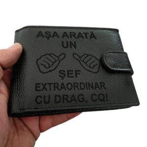 portofel piele naturala negru cu capsa Asa arata un sef