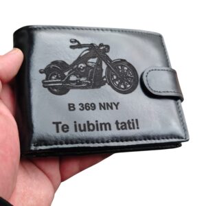 portofel negru cu capsa piele naturala motociclist