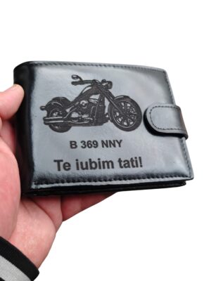 portofel negru cu capsa piele naturala motociclist