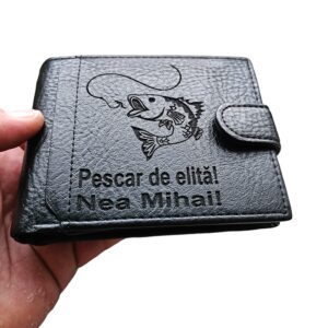portofel negru cu capsa pescar