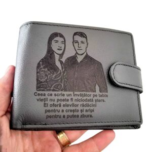 portofel piele naturala negru cu capsa Un invatator