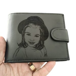 portofel negru cu capsa  piele naturala personalizat cu Poza