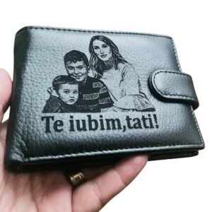 Portofel barbatesc cu imagine si scris din piele naturala