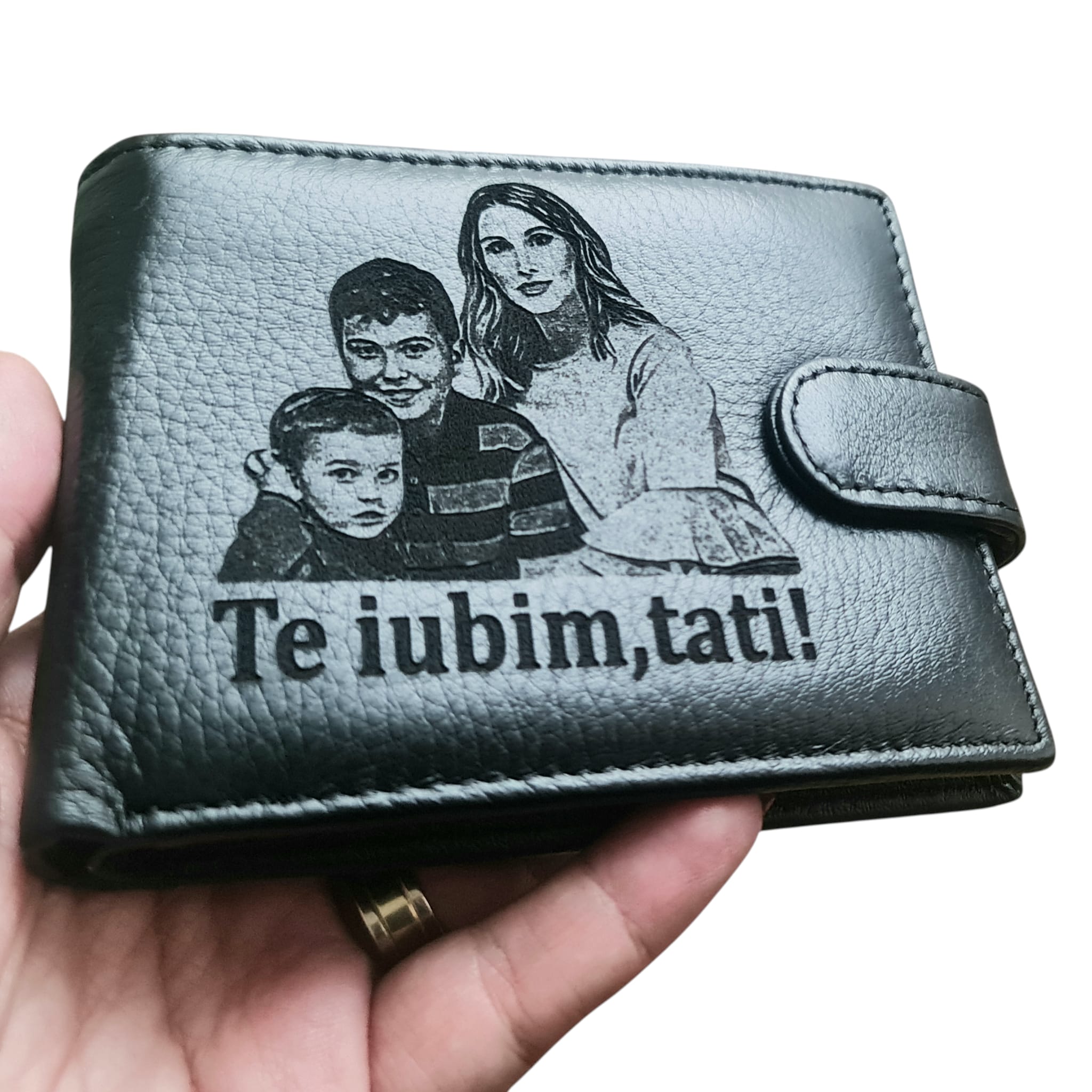 Portofel barbatesc cu imagine si scris din piele naturala