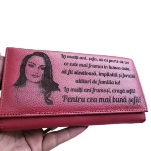Portofel dama gravat cu poza si text