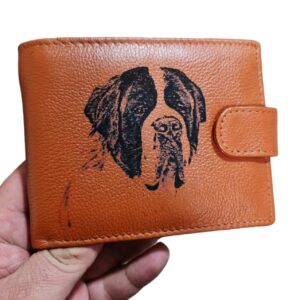 cadou personalizat portofel maro coniac cu capsa Catel