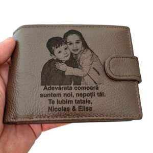 portofel piele naturala maro cu capsa Adevarata Comoara!