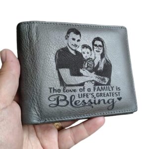 portofel gri fara capsa piele naturala personalizat cu poza si text