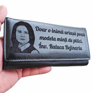 Portofel dama piele naturala negru inima uriasa