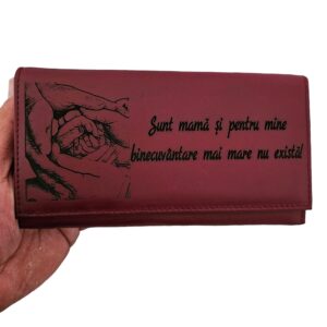 portofel dama rosu piele naturala Sunt mama