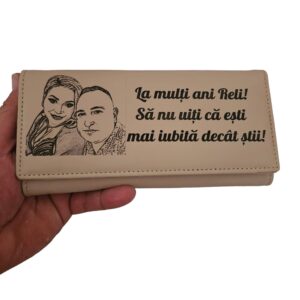 portofel dama beige piele naturala La Multi Ani