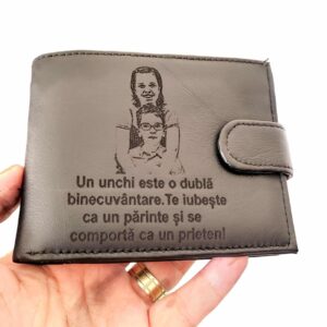 portofel piele naturala negru cu capsa Un unchi.