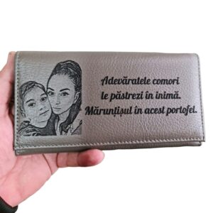 Portofel dama personalizat Gri Adevaratele comori