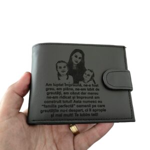 portofel negru cu capsa piele naturala Am luptat impreuna