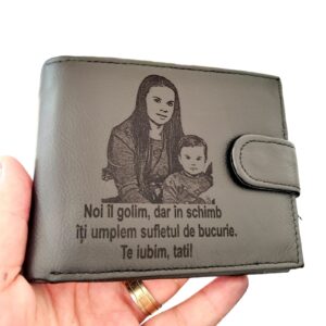 Portofel negru cu capsa piele naturala Noi il golim dar iti umplem sufletul!