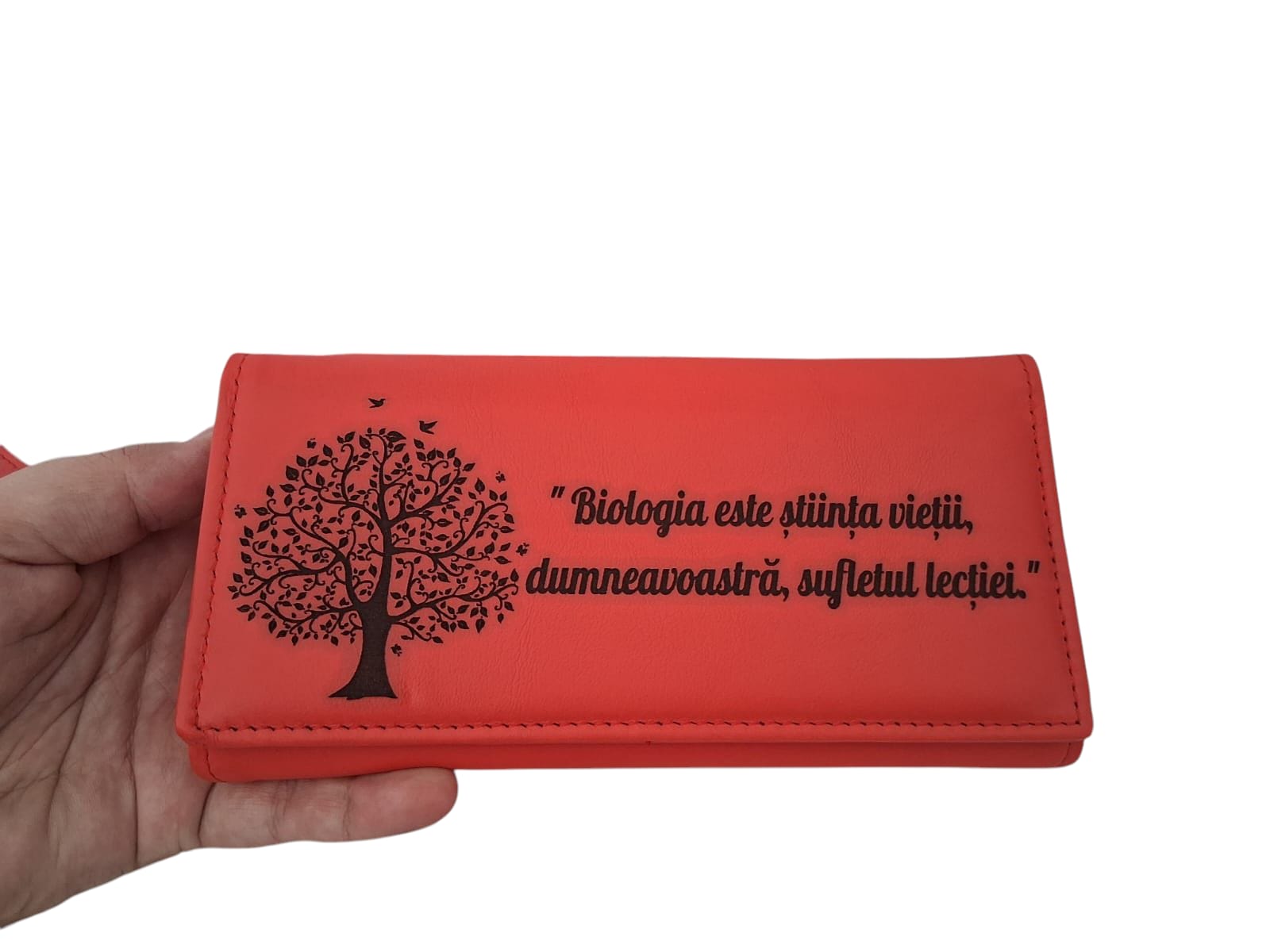 portofel profesor personalizat dama rosu Biologia