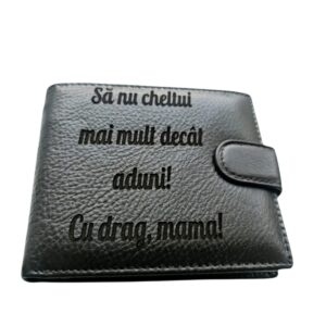 portofel negru cu capsa piele naturala Sa nu cheltui
