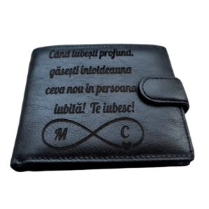 portofel piele naturala negru cu capsa Cand iubesti profund
