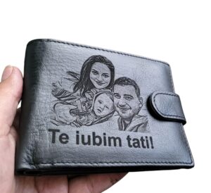 Portofel personalizat piele naturala Te iubim tati