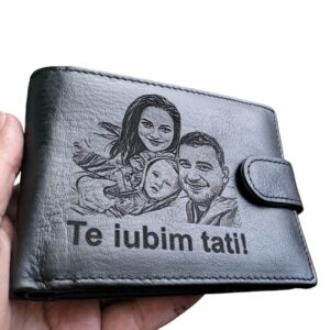 Portofel personalizat piele naturala Te iubim tati