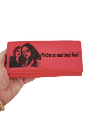 cadou personalizat pentru ea portofel dama rosu Fina