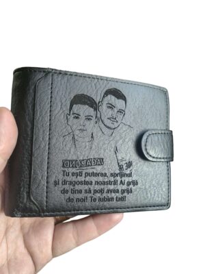 portofel negru cu capsa Tu Esti Puterea.