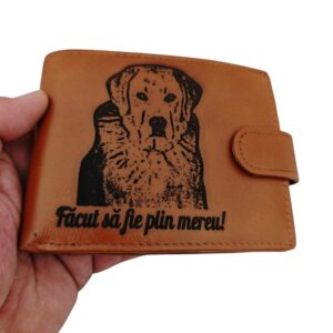 portofel maro coniac cu capsa personalizat catel1