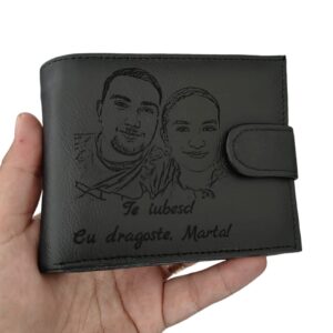 portofel negru cu capsa piele naturala Te Iubesc!