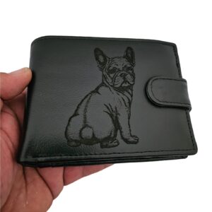 portofel piele naturala negru cu capsa personalizat cu Buldog