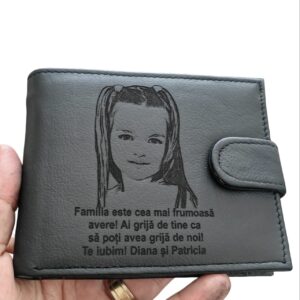 portofel barbat personalizat negru cu capsa Familia