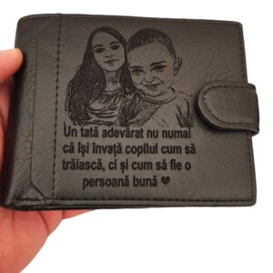 portofel personalizat negru cu capsa Un tata