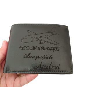 portofel negru fara capsa piele naturala Aerospatiale