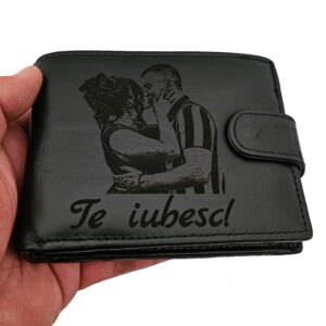 portofel negru cu capsa Te iubesc!