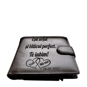 Portofel Personalizat 'Esti Sotul', barbati, piele naturala, maro