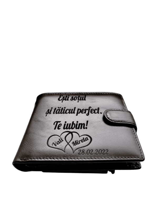 Portofel Personalizat 'Esti Sotul', barbati, piele naturala, maro