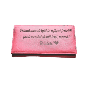 Portofel Personalizat 'Primul meu', dama, piele naturala, rosu