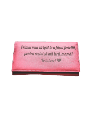 Portofel Personalizat 'Primul meu', dama, piele naturala, rosu