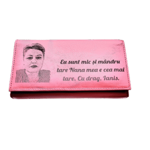 Portofel Personalizat 'Eu sunt mic', dama, piele naturala, rosu