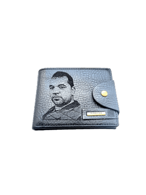 Portofel Personalizat cu poza e3, barbati, piele , cu capsa, negru