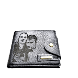 Portofel Personalizat cu poza e4, barbati, piele , cu capsa, negru