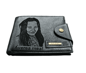 Portofel Personalizat 'Averea mea', barbati, piele , cu capsa, negru