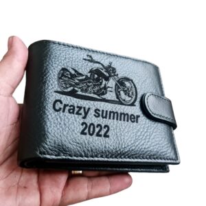 Portofel Personalizat 'Crazy summer 2022', barbati, piele naturala , negru