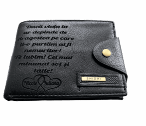Portofel Personalizat 'Daca viata ta 2', barbati, piele , cu capsa, negru