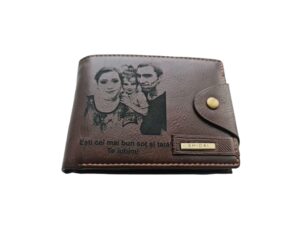 Portofel Personalizat 'Esti cel mai bun sot 2', barbati, piele, cu capsa, maro