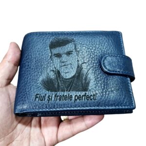 Portofel Personalizat 'Fiul si fratele perfect', barbati, piele naturala , albastru