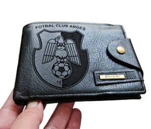 Portofel Personalizat 'Fotbal Club Arges', barbati, piele , cu capsa, negru