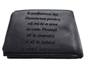 Portofel Personalizat Ii multumesc  barbati, piele, cu capsa, negru