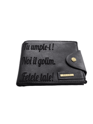 Portofel Personalizat 'Noi il golim 2', barbati, piele , cu capsa, negru