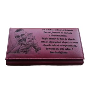 Portofel Personalizat 'Sa te iubesc', dama, piele naturala, rosu